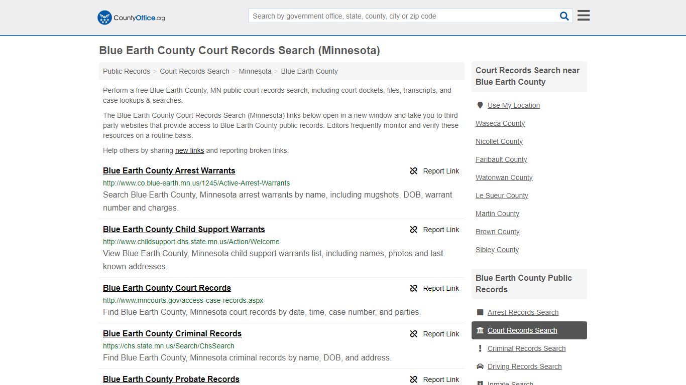 Court Records Search - Blue Earth County, MN (Adoptions, Criminal ...